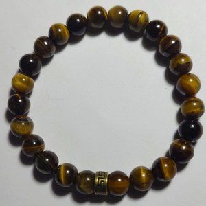 Natural Tiger's Eye Crystal Beaded Bracelet 8 mm 8"